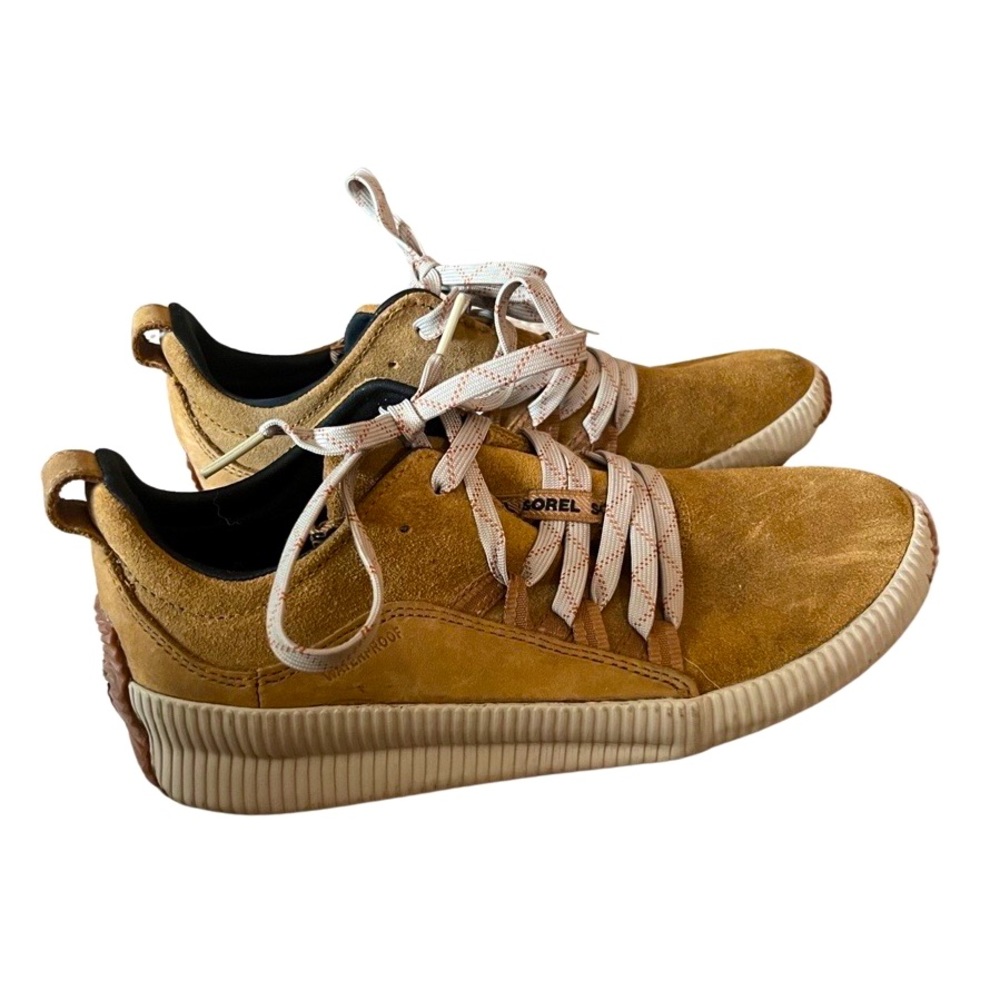 Sorel waterproof tan leather sneakers